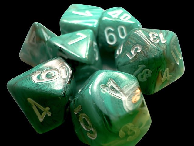 Marble Mini-hedral Oxi-Copper/white Dobbelsteen Set (7 stuks)