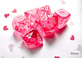 Translucent Mini-Polyhedral Pink/white Dobbelsteen Set (7 stuks)
