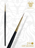 Size No 00 Kolinsky Round Point brush—ultra-fine tip ideal for micro-detail and linework in miniature painting. Exceptional pigment control.