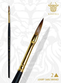 Size No 2 Kolinsky Arrow Point brush for controlled, crisp lines and fine detailing—sable hair for maximum paint retention and smooth strokes.