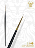 Size No 000 Round Point Kolinsky brush—the finest tip for extreme detailing, lining, and the most delicate paint applications.