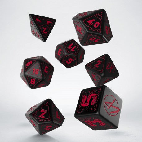Q Workshop - Cyberpunk Red: Blood over Chrome 7pc RPG Dice Set