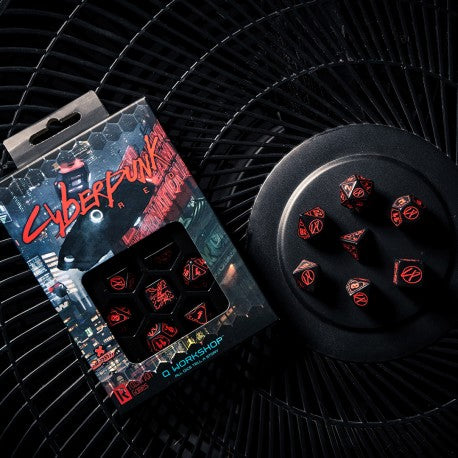 Q Workshop - Cyberpunk Red: Blood over Chrome 7pc RPG Dice Set