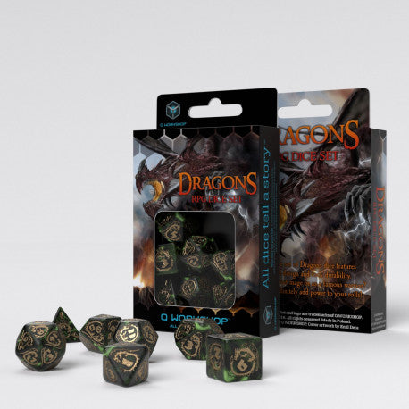 Q Workshop - Dragons: Nephrite 7pc Modern RPG Dice Set