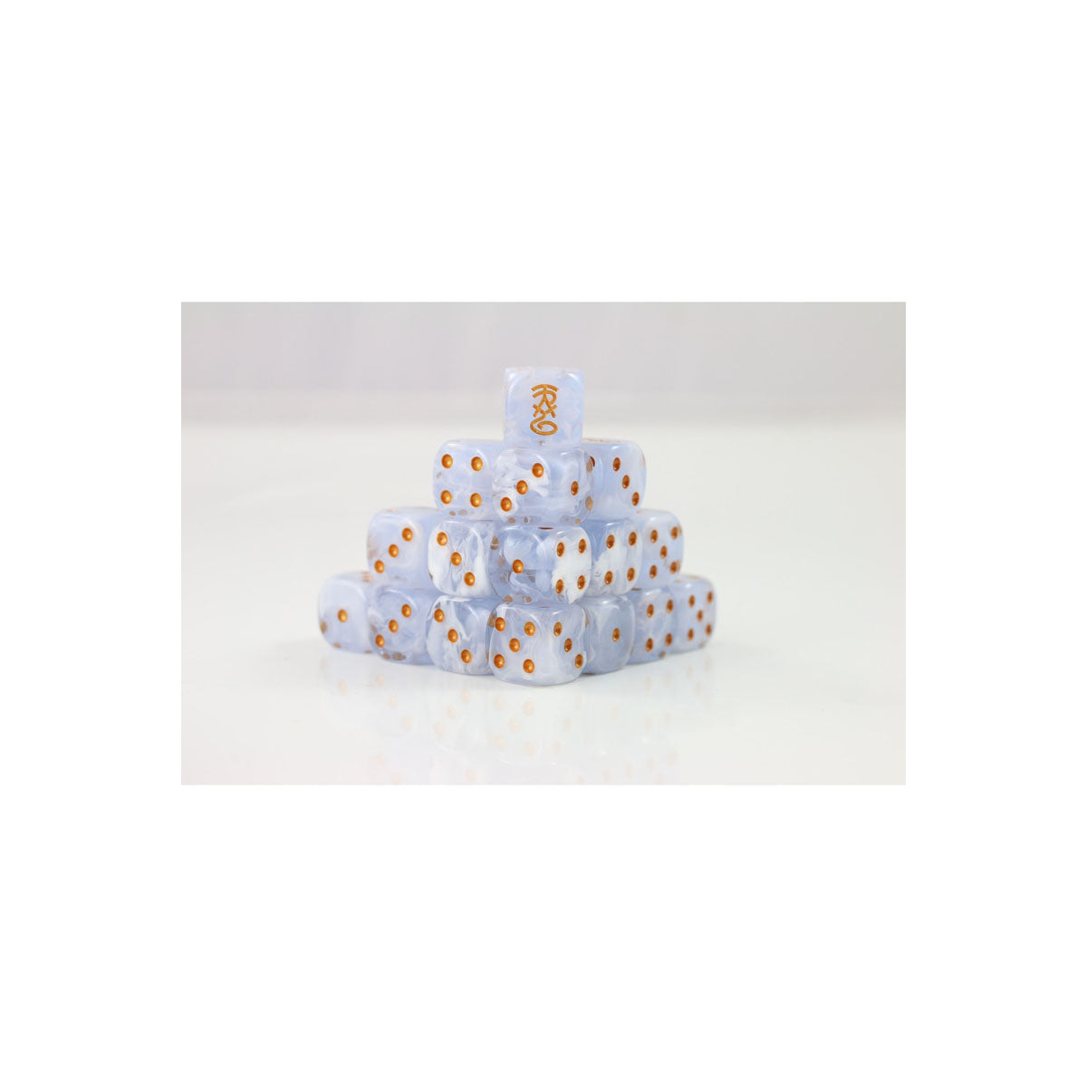 DiceWyrm Lightborn 20x D6 16mm Fantasy Dice Set Light Grey Gold