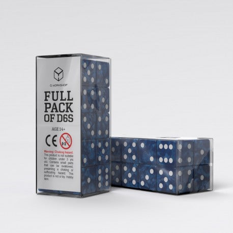 Q Workshop Full Pack — Cobalt & White D6 Dice Set (20 pieces)