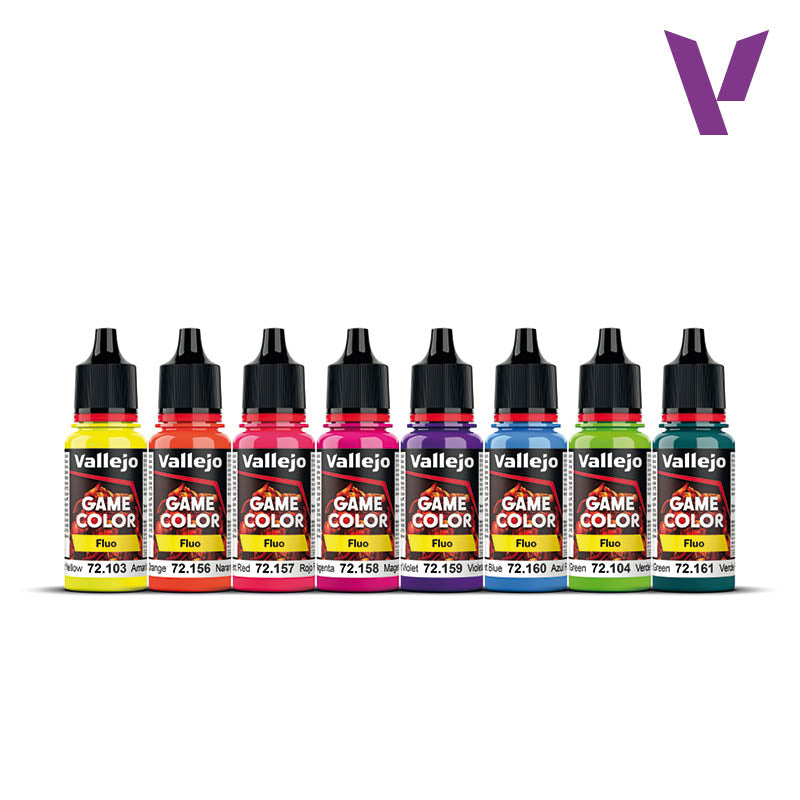 Vallejo Game Color Fluorescent Color Set – 8 x 18ml (72.214)