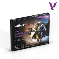 Vallejo TMM Starter Set (77.272) — 12×18ml True Metallic Metal Paints + Mini + Brush + Guide
