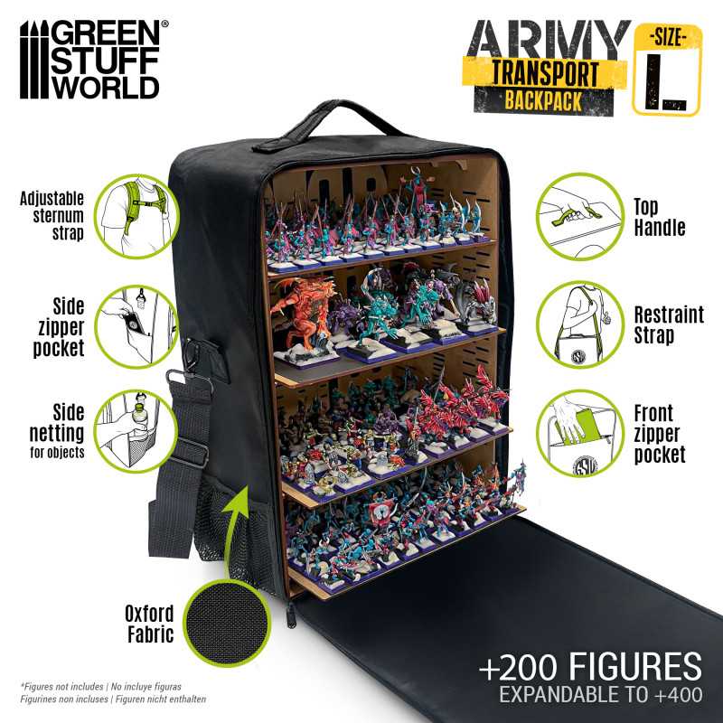 Green Stuff World Army Transport Backpack — Black (Large)