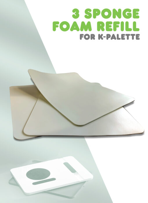 Refill pack of three palette foam pads for Kimera wet palette systems; long-lasting and designed for optimal moisture control.